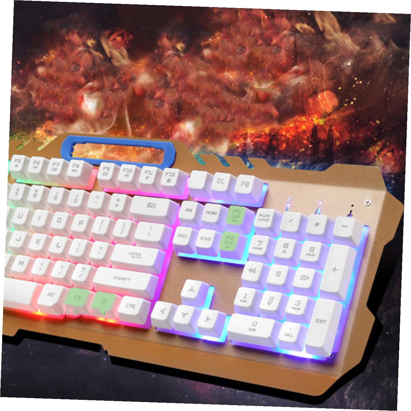 Operitacx Tastiera Meccanica Retroilluminata con Digitazione Confortevole Set e Mouse Bianco USB e Precisione Ottica per Gaming per Giocatori PC