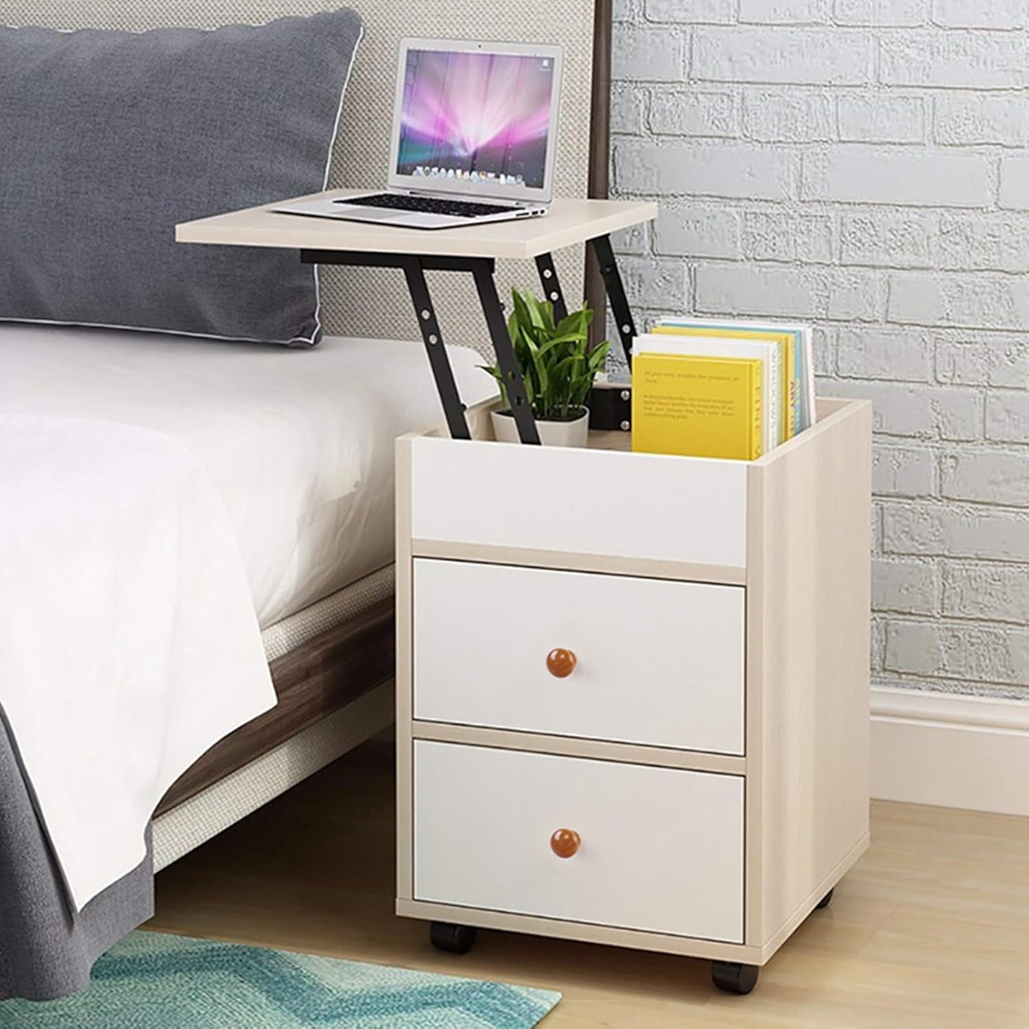 AUSPUM Lift Top Nightstand End Table Bedside with Drawer