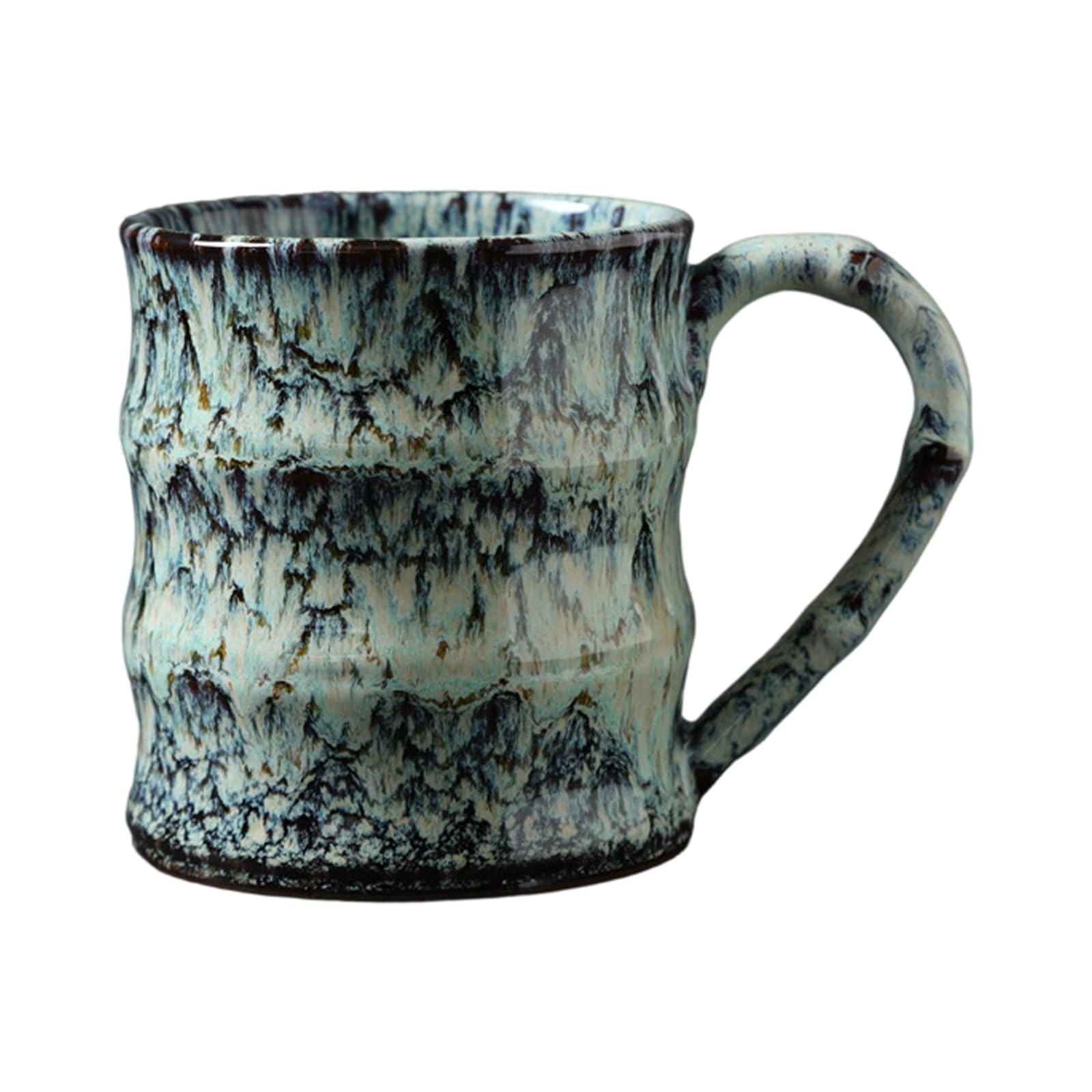 PANGBOER Home Kitchen Ceramic Coffee Mug 500ml Glazed Ridged Cup with Rounded Handle for Tea Milk Desk Beverage Moments