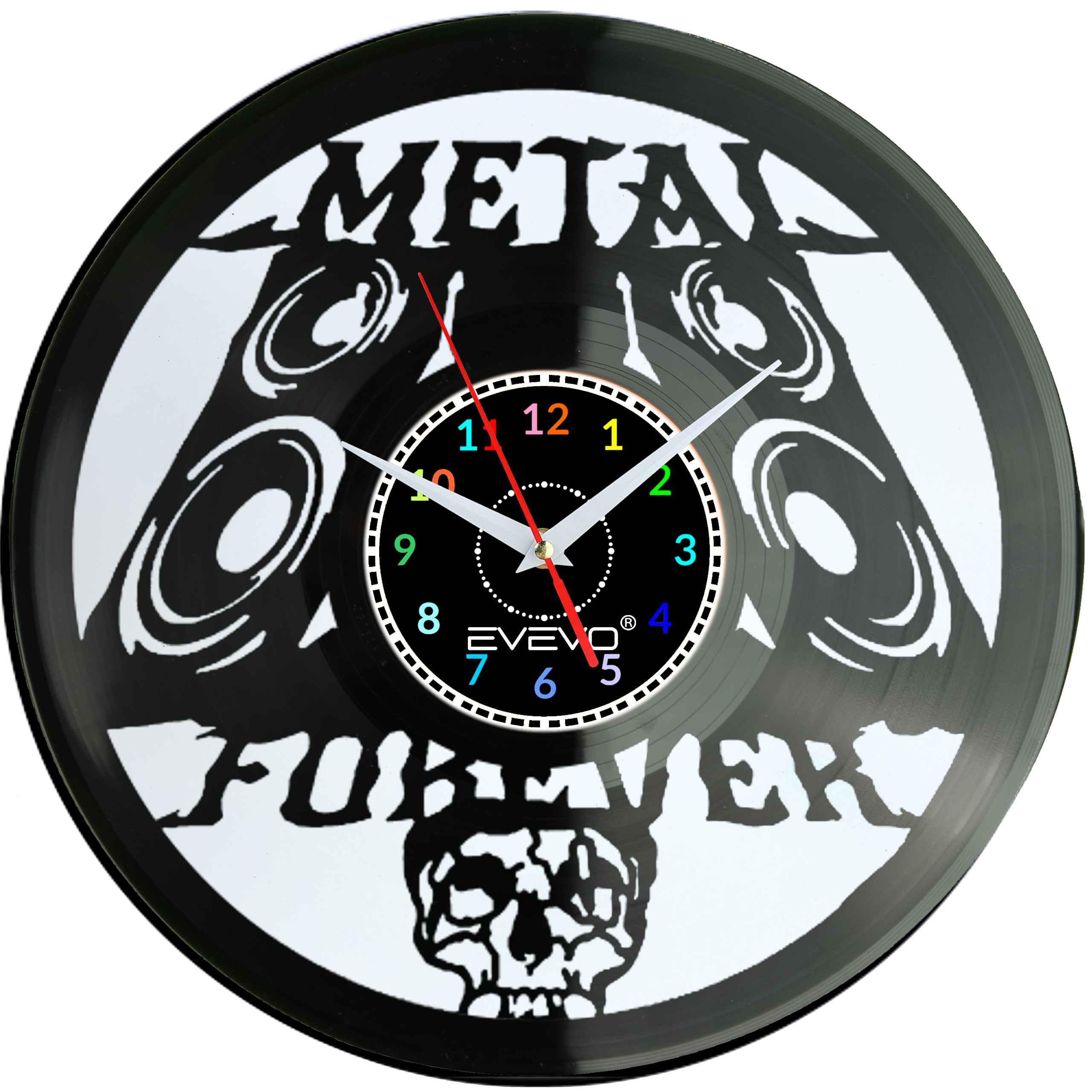 METAL FOREVER ETERNAL ZEGAR ŚCIENNY FLUORESCENCYJNE TŁO PŁYTA WINYLOWA PREZENT UPOMINEK GIFT SOUVENIR EVEVO F0075