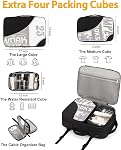 BAGODI Sac à dos pour hommes femmes,42L Sac à dos de voyage approuvé par vol avec 4 Cubes d'emballage,17Inch Sac à dos pour ordinateur portable (A-Noir (40L))
