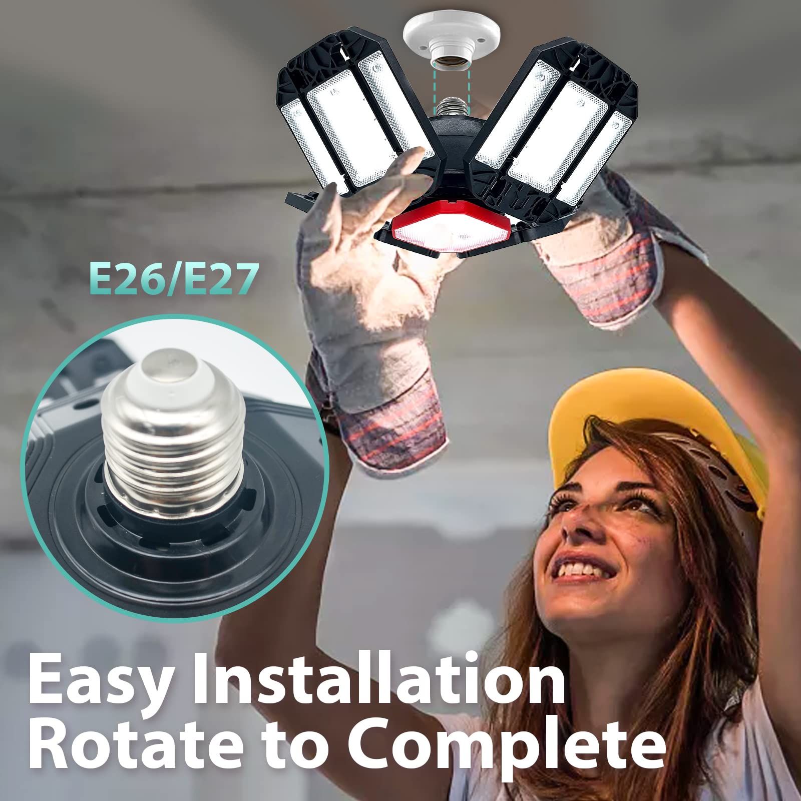 Deformable 120W LED Garage Light – 30000 Lumens, 6500K Ultra Daylight, 5-Panel