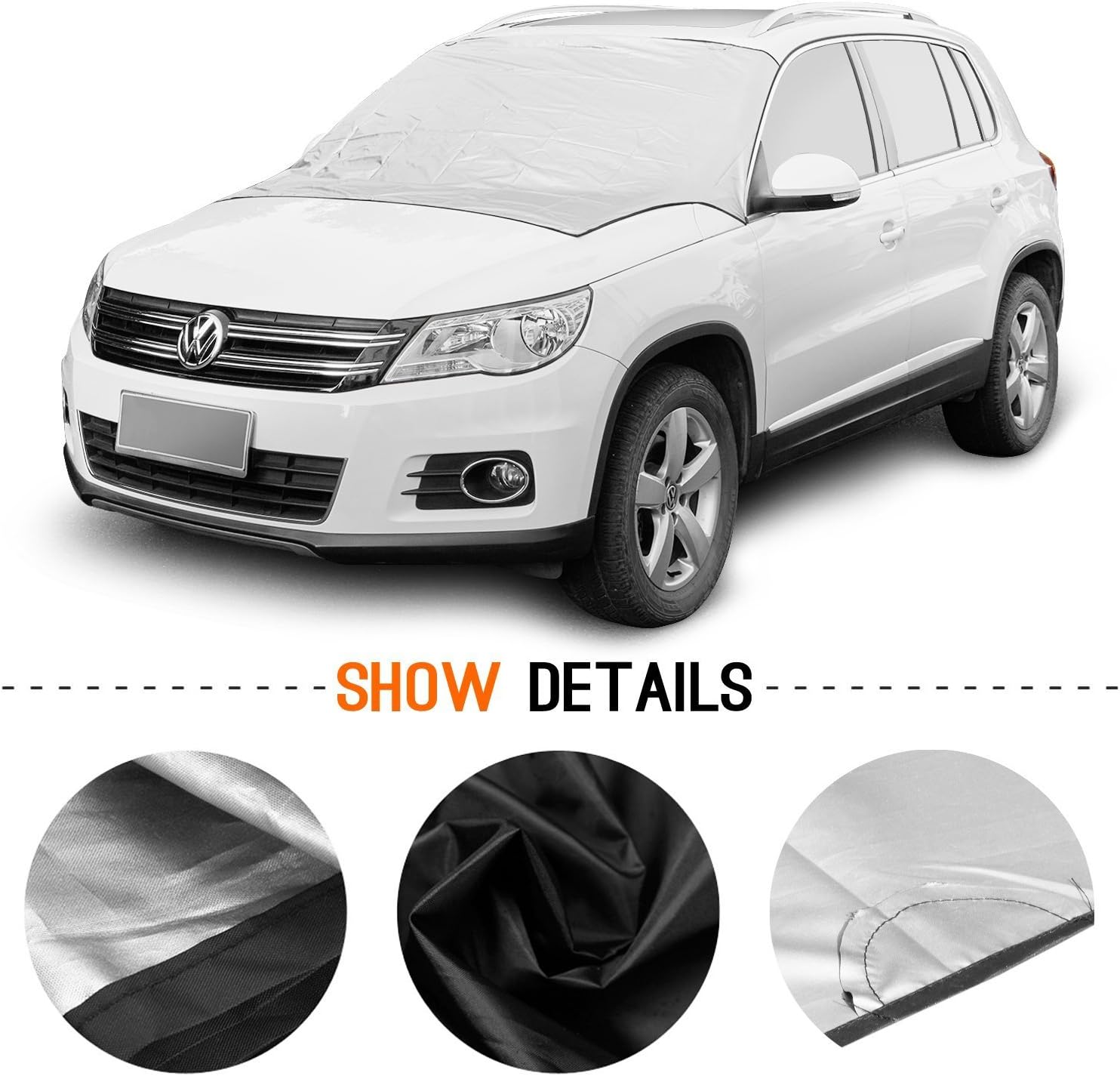 Windshield Cover Snow Magnetic Auto Ice Wiper Protector from Sun, Ice, Frost & Snow All Weather Shield Screen Cover (215*125CM)