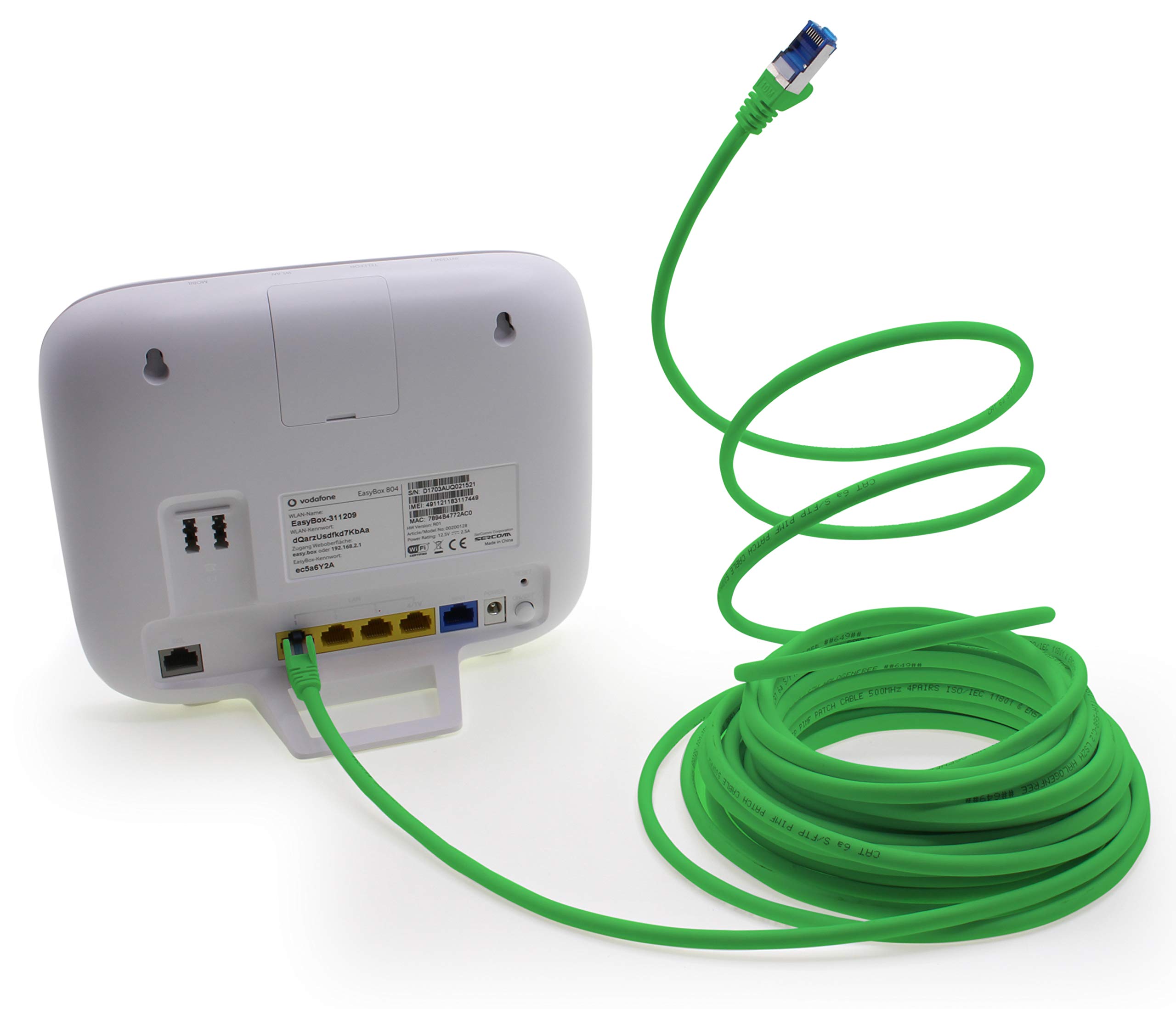 1aTTack.de Patchkabel – 10X 5m Ethernet, Netzwerk, Lan Kabel CAT6a (für Gigabit Netzwerke, Router, Switch, Modems mit RJ45 Eingang – grün)