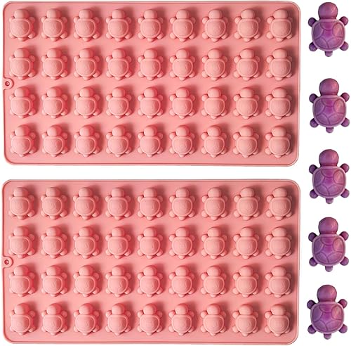 Moldes para caramelos de gomitas, paquete de 2 moldes de 36 cavidades para caramelos de chocolate, tortuga, cubitos de hielo, cera de gelatina de