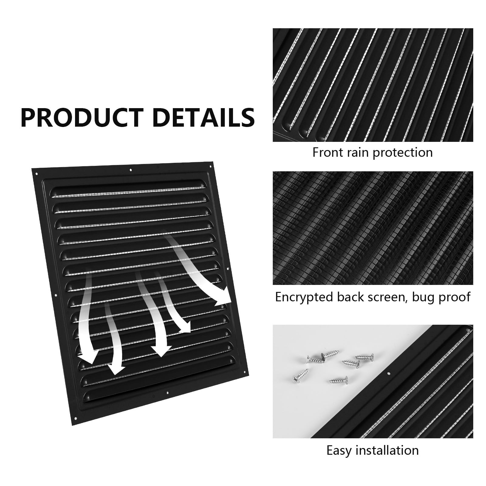 Befun Rejilla de ventilación rectangular con protección contra insectos, 2
