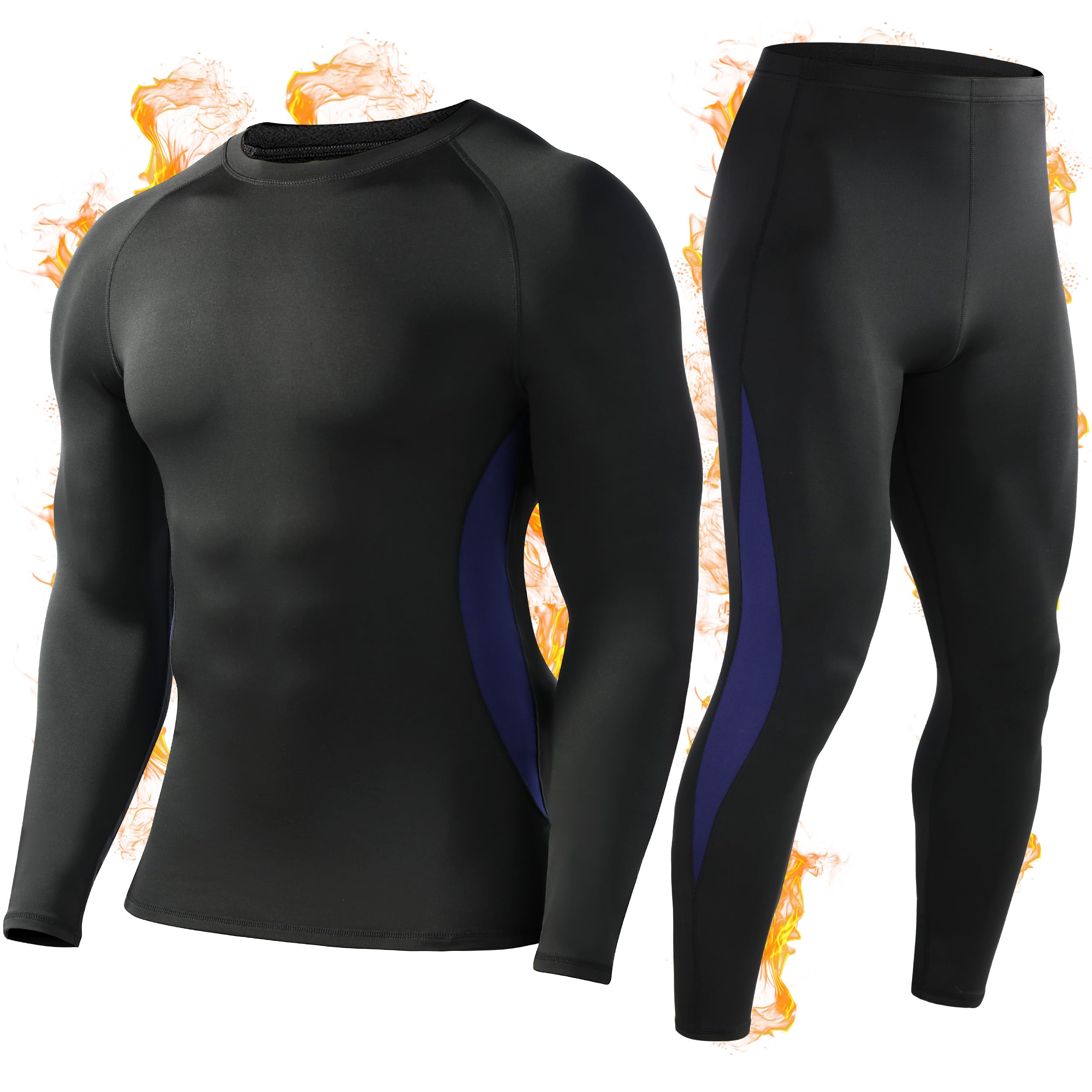 roadbox Thermal Underwear for Men Microfleece Lined Long Johns Base Layer Sports Compression Top and Bottom Set-picture-25