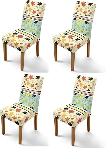 Miniatura 10 de Rnyleeg Fall Autumn Seat Covers for Dining Chairs Set of 4 Sunflower Themed Stretch Dining Chair Covers Soft Comfy Chair Slipcovers for Cocktail