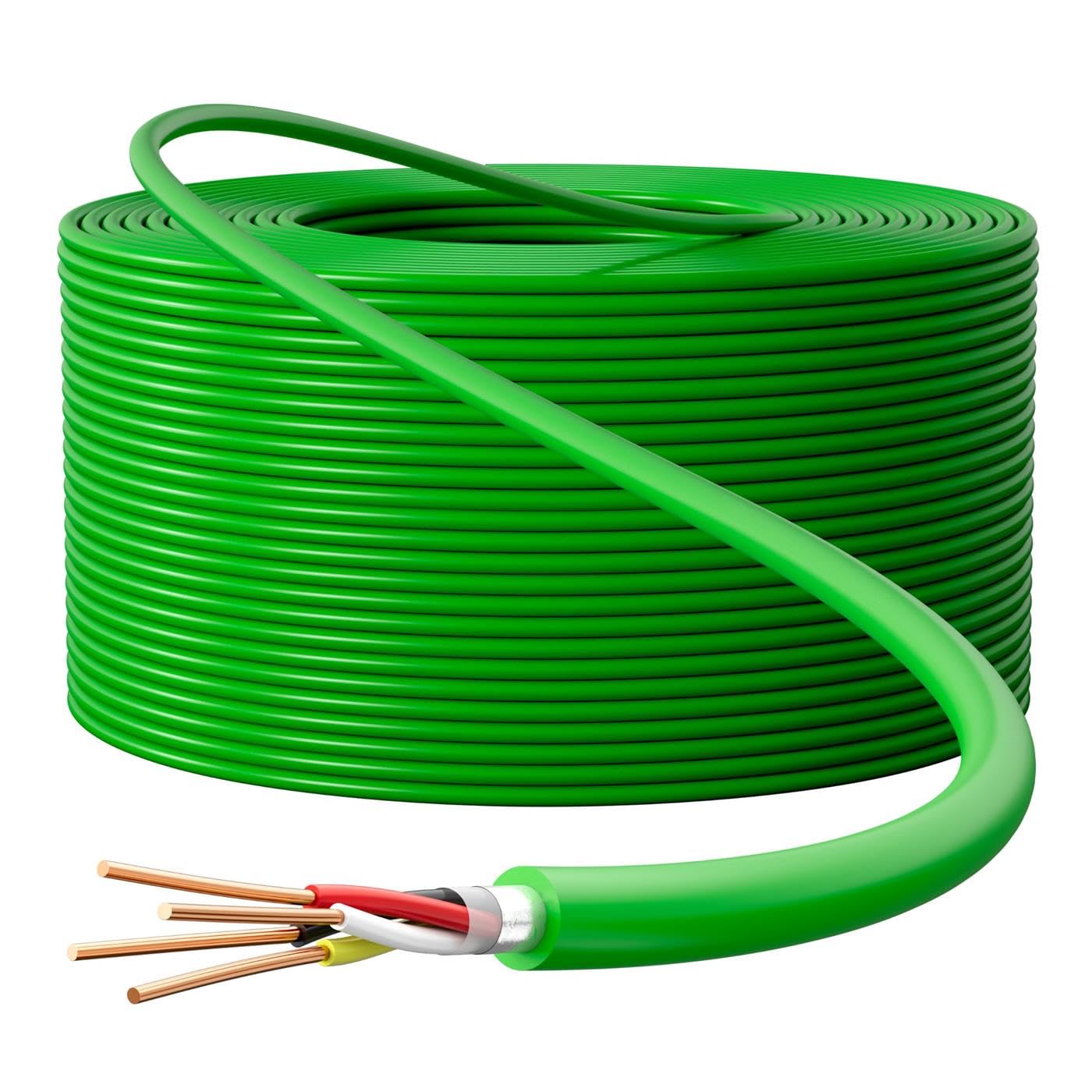 Lumonic Cavo bus premium 2x2x0,8 mm 100m | Completamente in rame OFC, schermato | verde con marcatura a metri | Casa intelligente, rete, controllo, automazione degli edifici