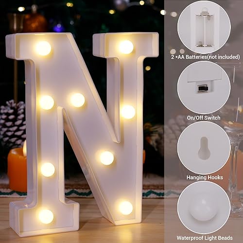Miniatura 36 de Letrero LED de marquesina, letras iluminadas del alfabeto, letras LED que funcionan con pilas, para luz nocturna, bodas, cumpleaños, fiestas, Letra E