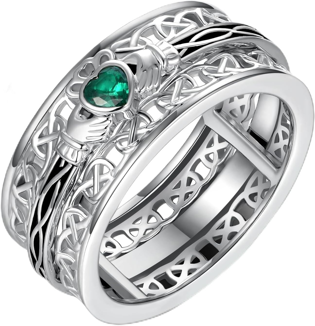 Claddagh Ring 925 Sterling Silver Claddagh Rotatable Fidget Ring Spinning Ring Irish Jewelry Gifts for Women Men