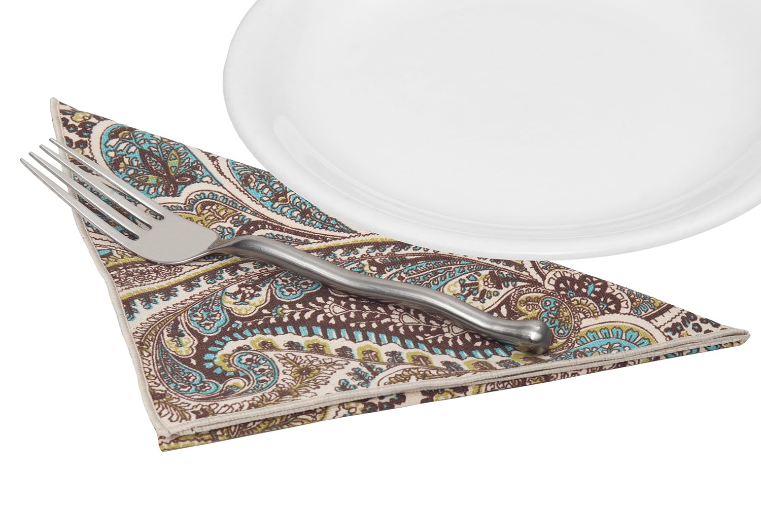 Stoffservietten, 12 Stück, 100 % Baumwolle, Leinen, 45,7 x 45,7 cm, brauner Paisley-Stoff