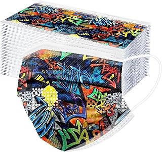 HappyShopYZ 100PC Children's Disposable Face_Masks 3Ply Non-woven Protection Dustproof Breathable Mouth Shield With Elastic Ear Hooks Lovely Tie-dye Print Face Scarf for School Outdoor