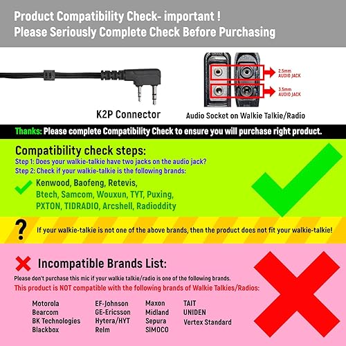 Miniatura 2 de Altavoz Micrófono Hombro Impermeable IP56 Compatible con Kenwood Radio bidireccional con conector de 0.138 in (1 ud.)