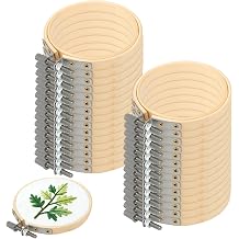 SEHOI 30 Pieces 3 Inch Bamboo Embroidery Hoops, Wooden Round Adjustable Bamboo Circle Cross Stitch Hoop Rings for Art Craft Handy Sewing