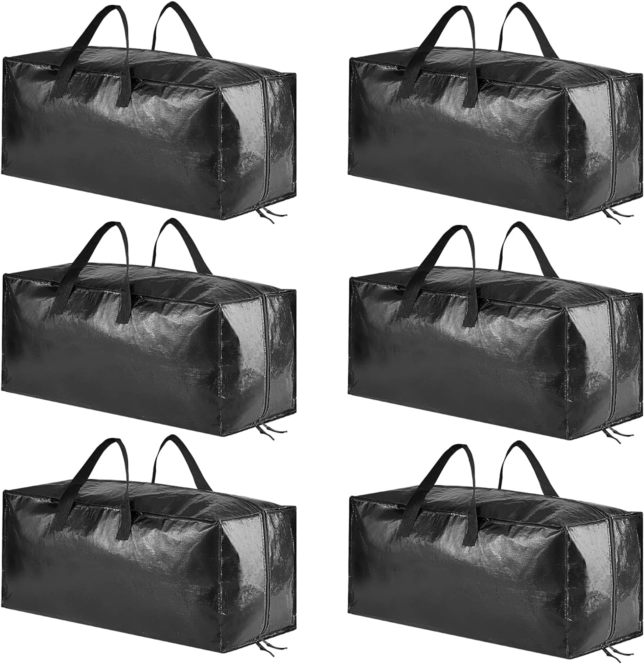 SpaceAid Heavy Duty Moving Bags, Extra Large Storage Totes W/Backpack Straps Strong Handles & Zippers, Alternative to Moving Boxes, Packing & Moving Supplies, Black (6 Pack)