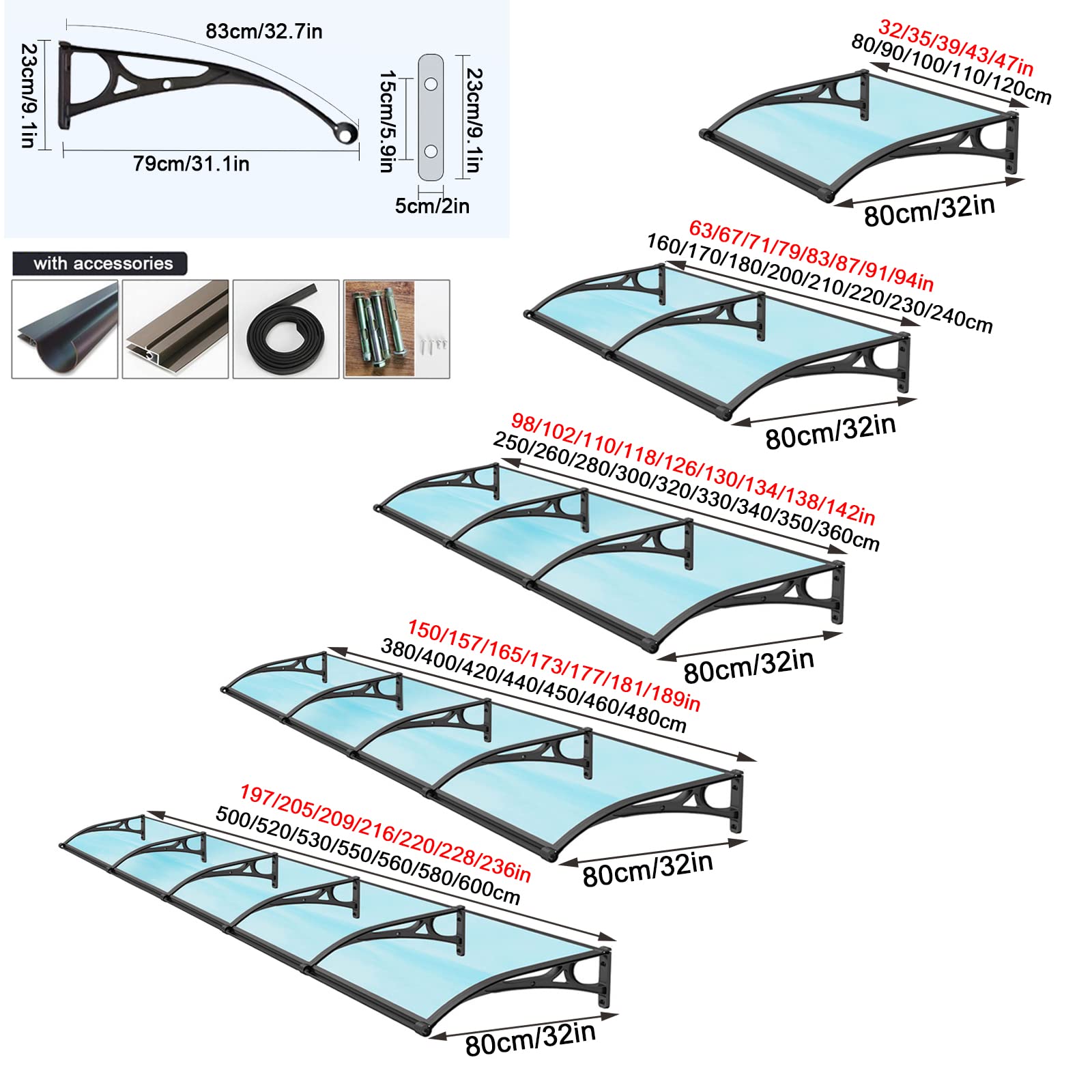 Toldo para exteriores, cubierta de lluvia para patio, resistente a la intemperie, protección de jardín para puerta delantera