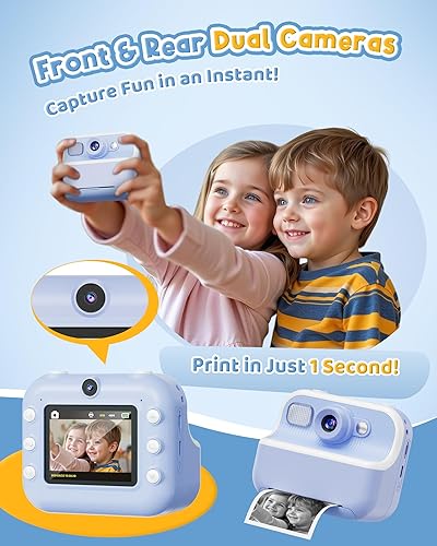 Miniatura 3 de Cámara Instantánea, Cámara de Selfie Dual Frontal Trasera para Niños con Videos de 1080P, Regalos de Cumpleaños y Vacaciones para Niños de 3 a 12