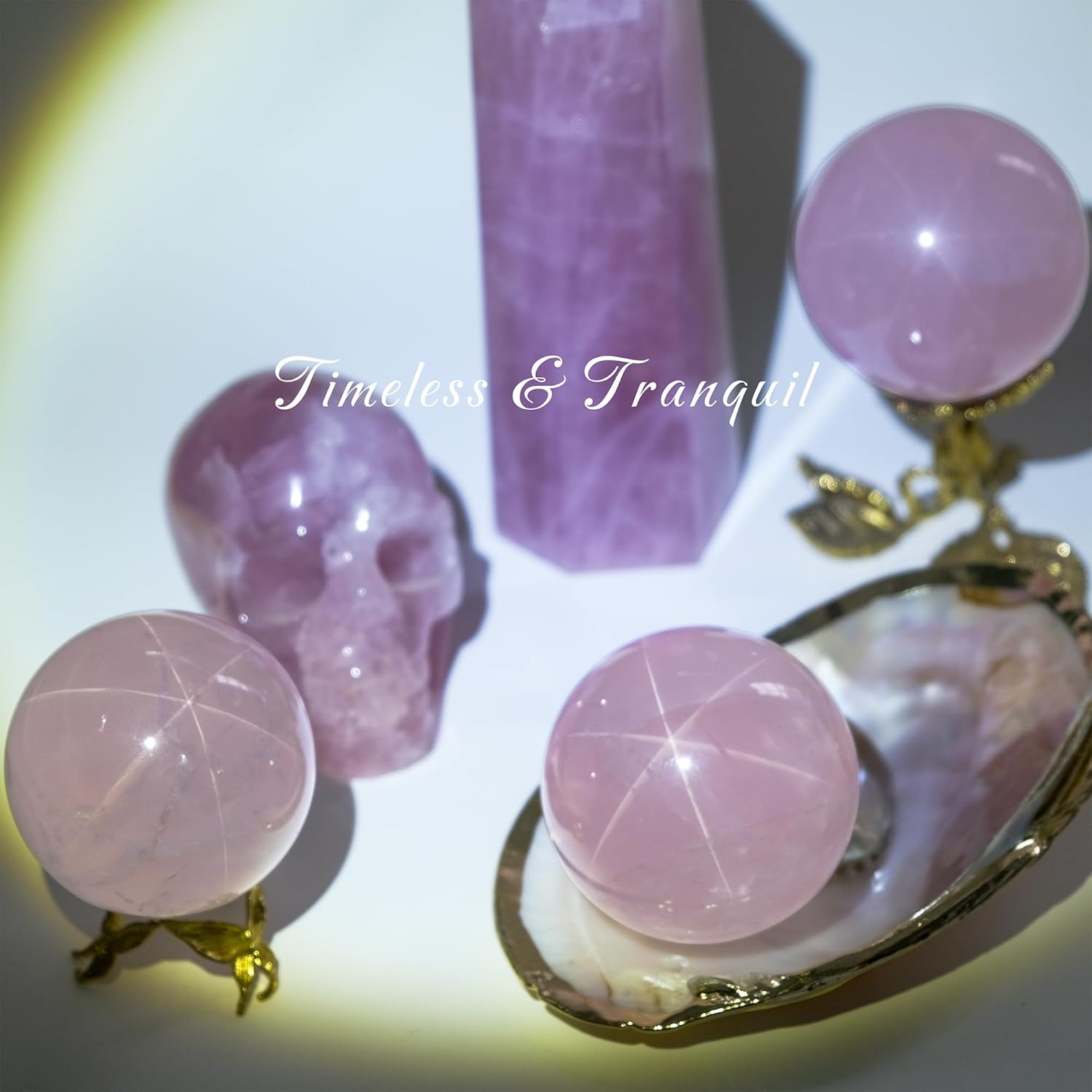 Star Rose Quartz Crystal Sphere- Decorative Balls, 2.3-2.6" Inches, Rare Variety with 6-Rayed Star Effect, Excellent Color & Clarity, Smooth Polish, Ideal for Feng Shui, Meditation, and Healing