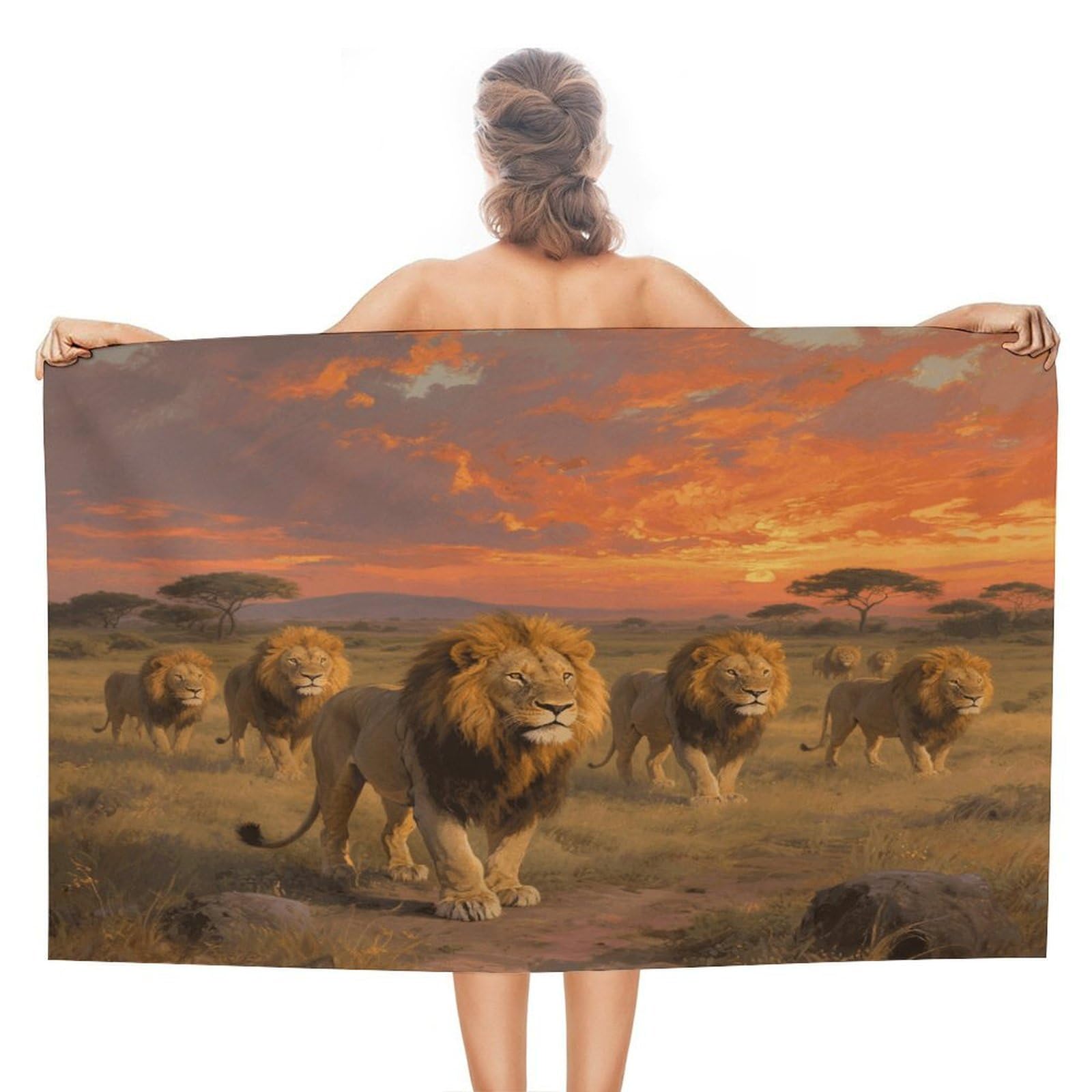 VstaDank Lion Beach Towel 51x31 Inch Oversized Soft Bath Towel Luxury Plush Thick Hotel Swim Pool Towels Super Quick Dry Travel Towels for Camping Gym Sports Yoga