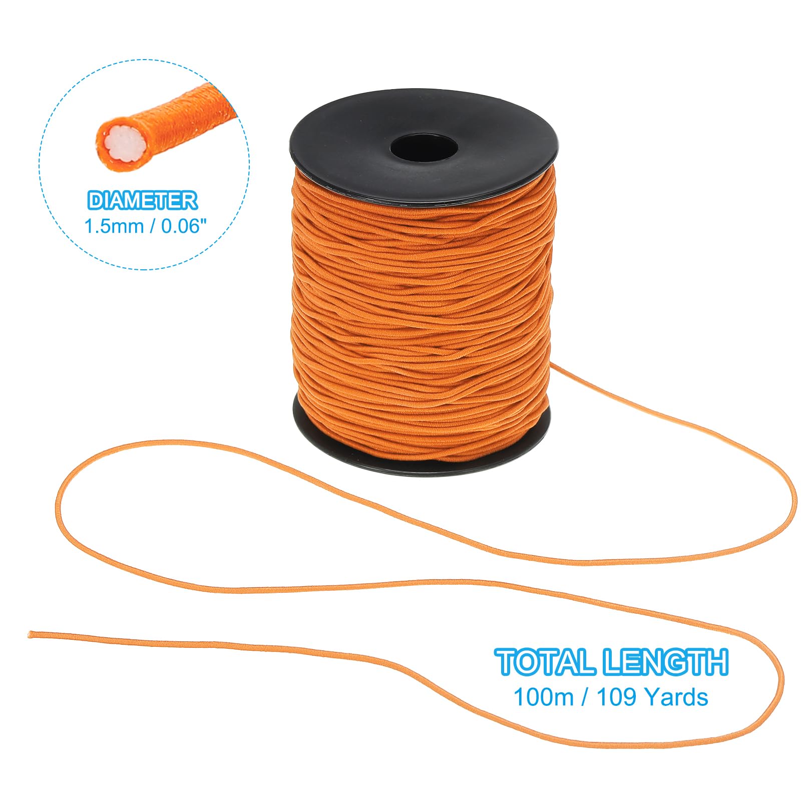 PATIKIL Stretchy String for Bracelets 109 Yards / 100m, 1.5mm Elastic Cord for Jewelry Making, Necklaces, Beading and Crafts DIY, Orange - Image 2