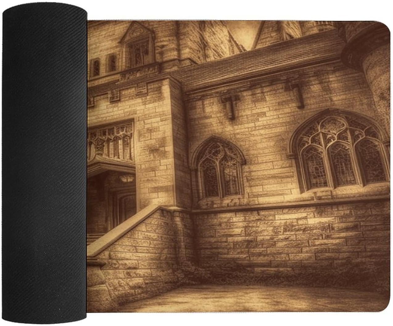 Waterproof Desk Mat 24x12 in Oversized Vintage Medieval Castle Desk Pad with Non-Slip Rubber Base Smooth Surface Gaming Mousepad for Mouse & Keyboard Portable Foldable for Home Office Desktop Decor image 3