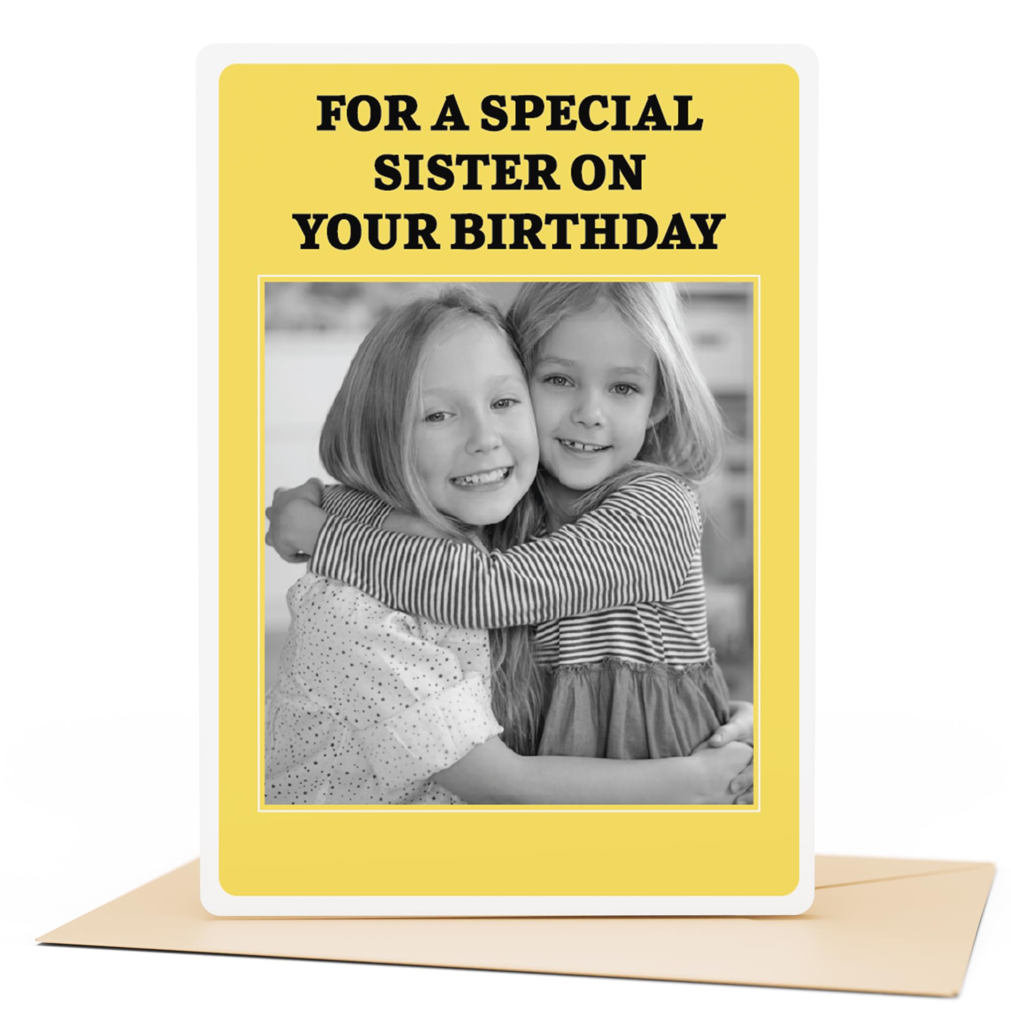 Personalised Photo Birthday Card with Custom Text - Custom Greeting Card for Him Her Friend Sister - Anniversary, Mother's Day, Wedding with Photo Insert (Portrait: 210 x 148mm (8.3" x 5.8"))