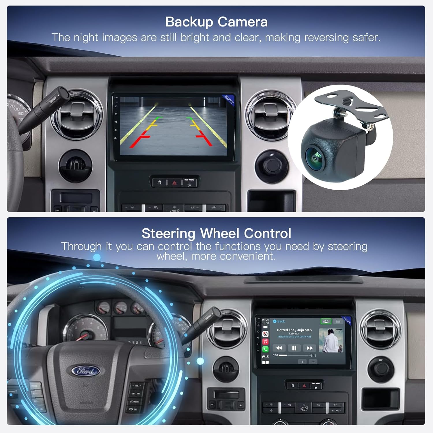 9'' Android 13 Car Radio Stereo - for Ford 2009-2012 F150/F-150 CarPlay & Android Auto Touchscreen, 2GB+64GB Head Unit,with Wireless SWC,GPS,WiFi,Bluetooth,FM,RDS (F150-1)