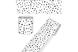 Carson Dellosa Straight Black and White Bulletin Board Borders with Messy Dots for Classroom Décor