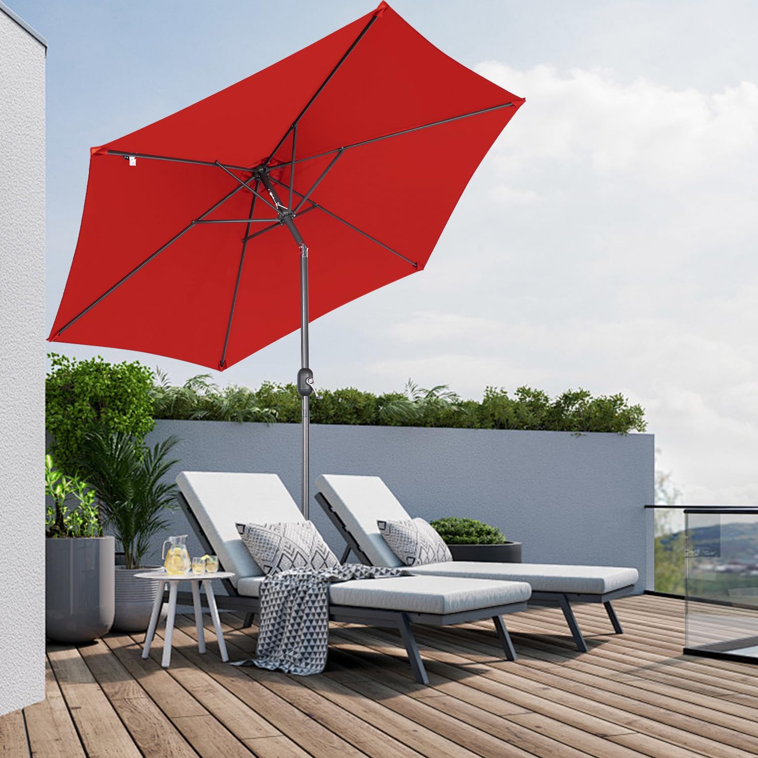 Angel Living 270cm Parasol Manivelle Inclinable Parasol de Jardin, Empêche de La Lumière Solaire Directe et Anti-ultraviolet, Parasol pour Patio et Jardin, Toile pour Balcon Patio Terras