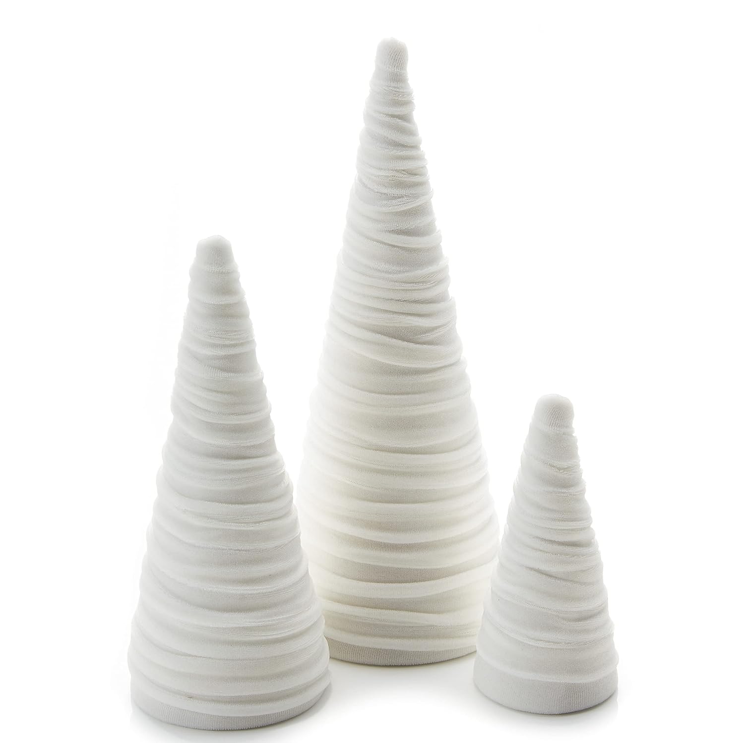 Your Heart's content, Set of 3 Velvet Trees, Winter Decor, Modern Farmhouse, Minimalist Decor, Tree Figurines(Winter White) : Handmade Products