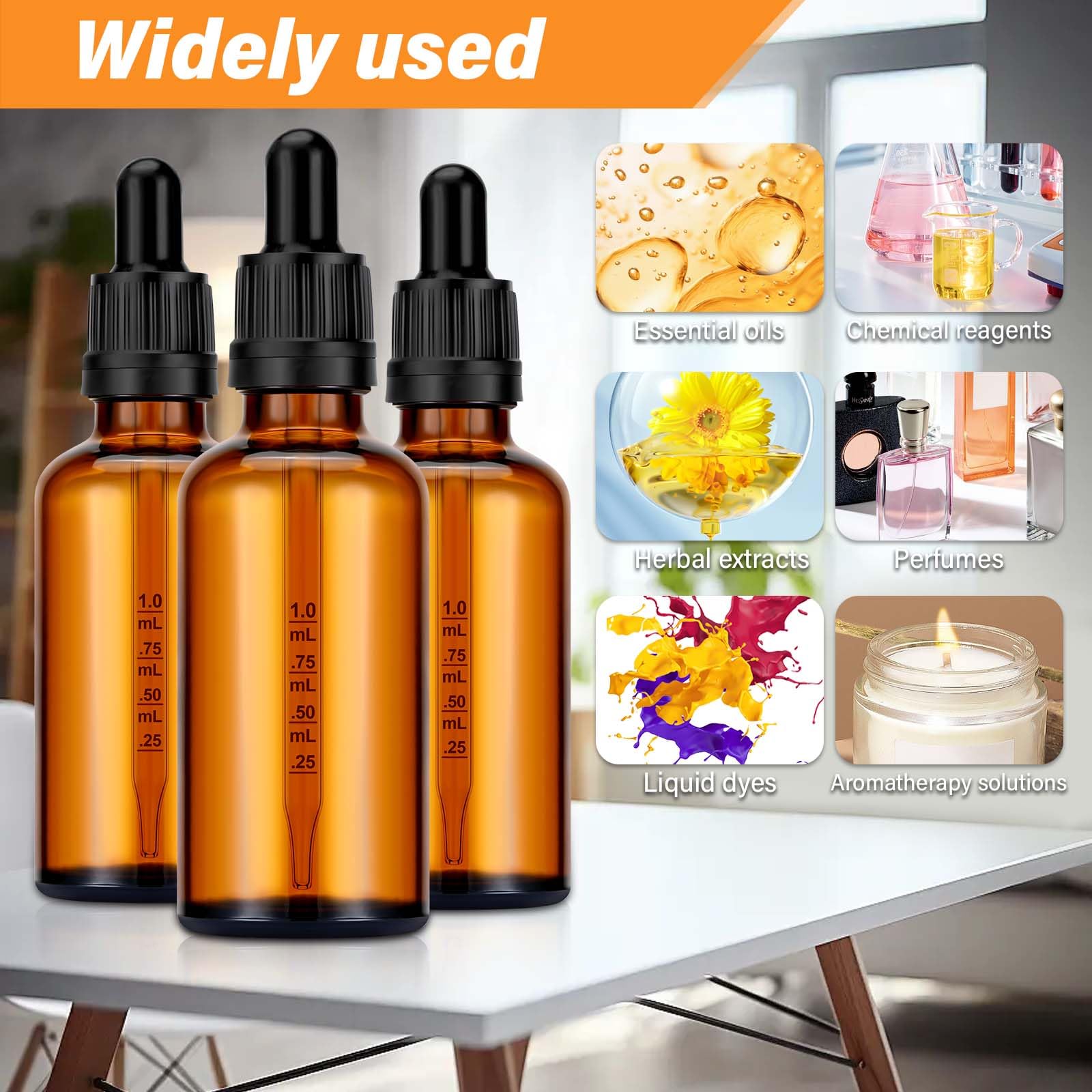 Frascos de Vidrio Marrón 100 ml con Gotero para Aceites Esenciales - 6 Piezas