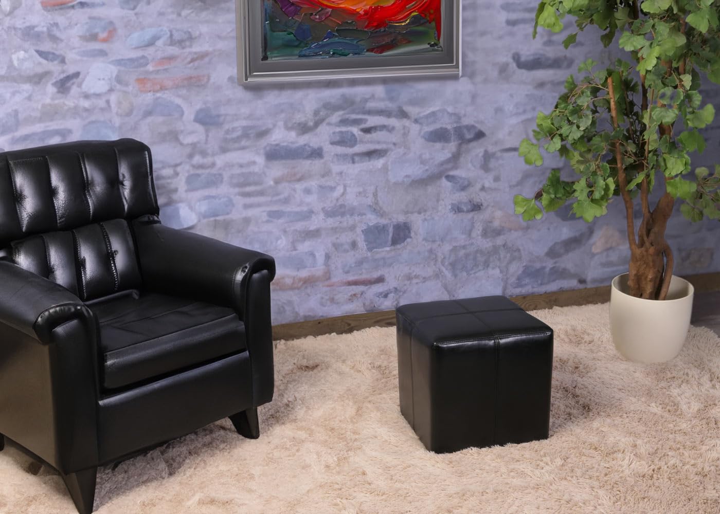 Mendler Sitzwürfel Hocker Sitzhocker Onex 36x36x36cm - schwarz