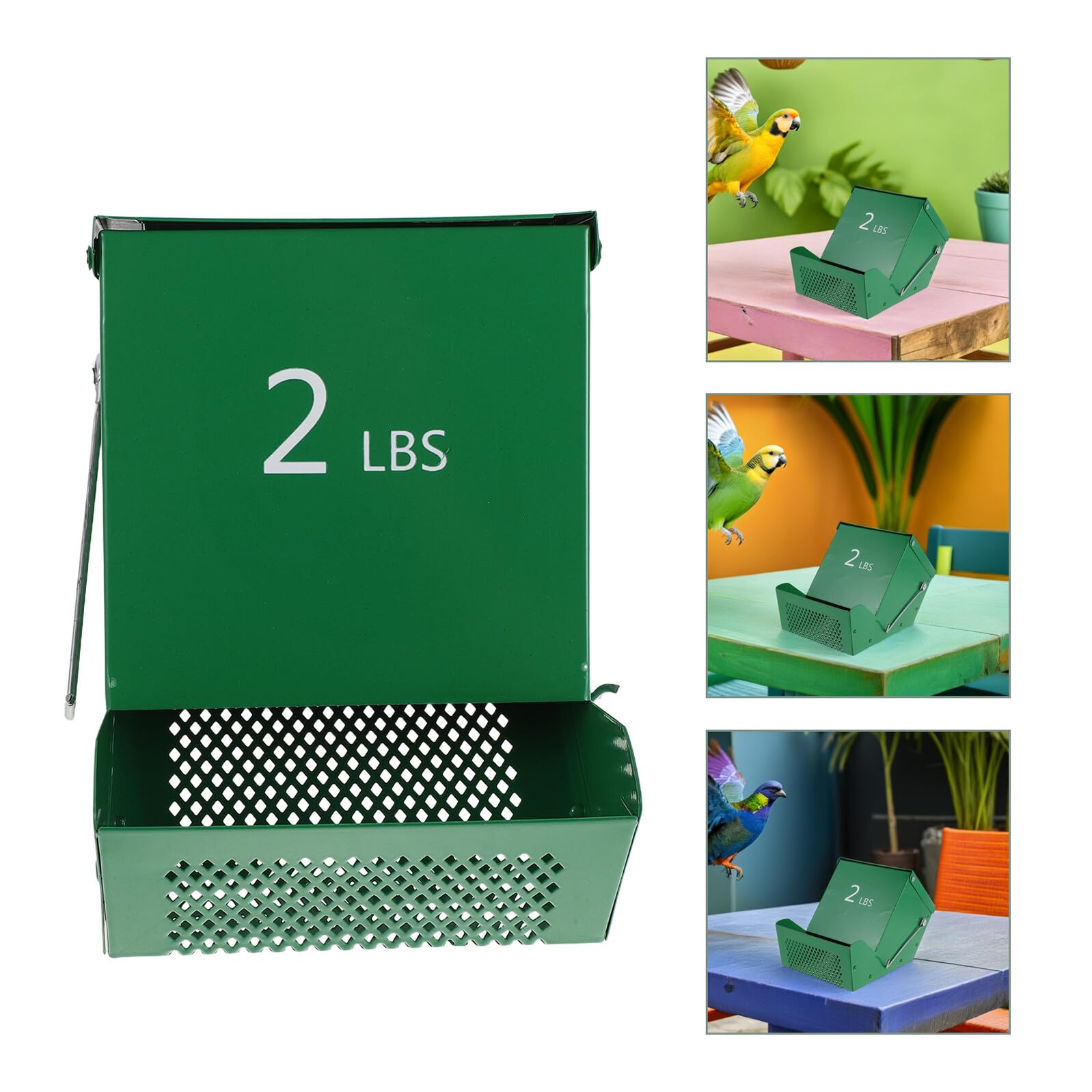 Beaupretty 2juego Comedero para Mascotas De Metal con Tapa Dispensador De Comida para Conejos y Chinchillas Comedero Colgante para Exterior Capacidad para Varios Días De Comida