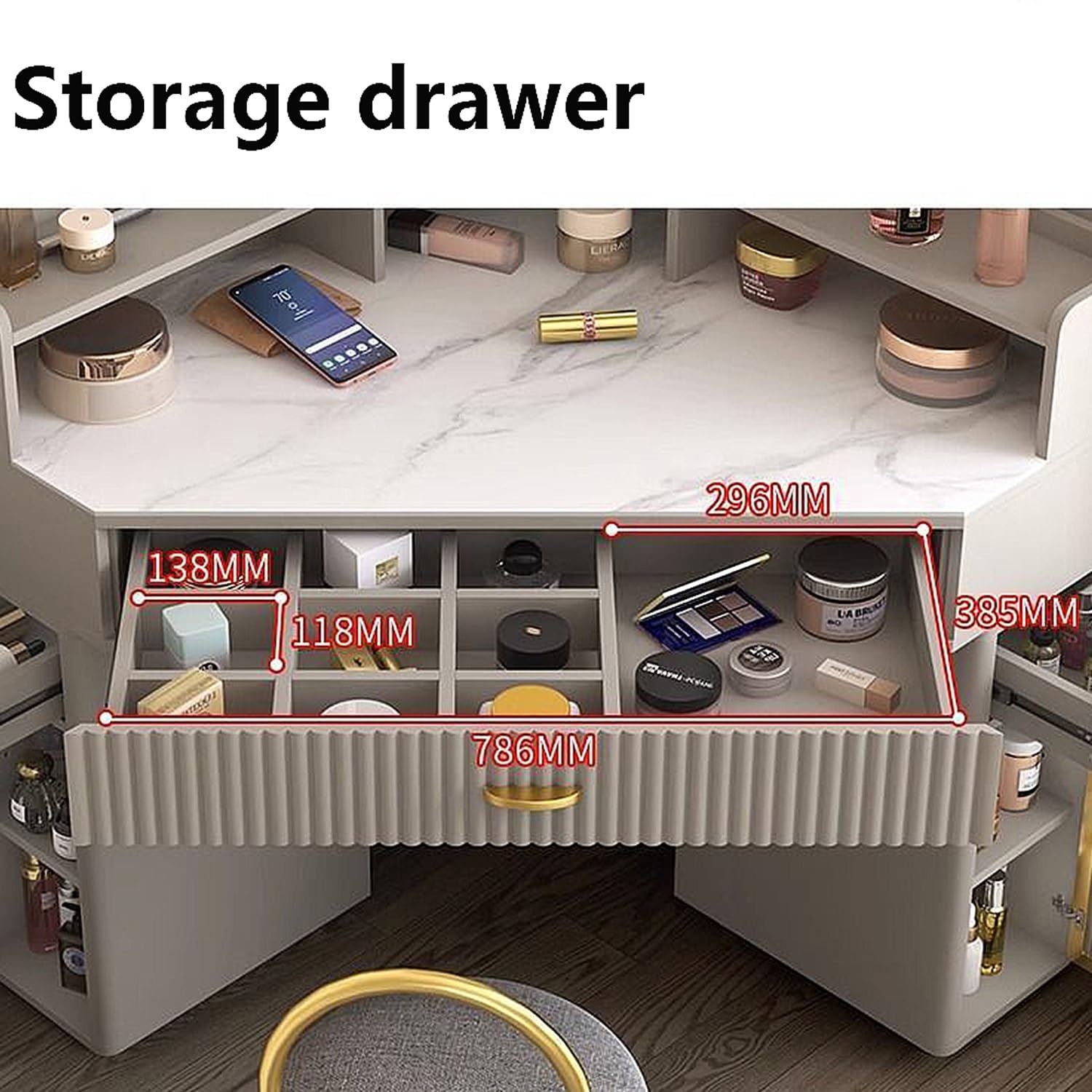 専用❣️ドレッサー 3段 引き出し 収納 コンパクト 化粧台 スライドミラー Amazon｜EJ ドレッサー コンパクト 白 3色 LEDライト スライド