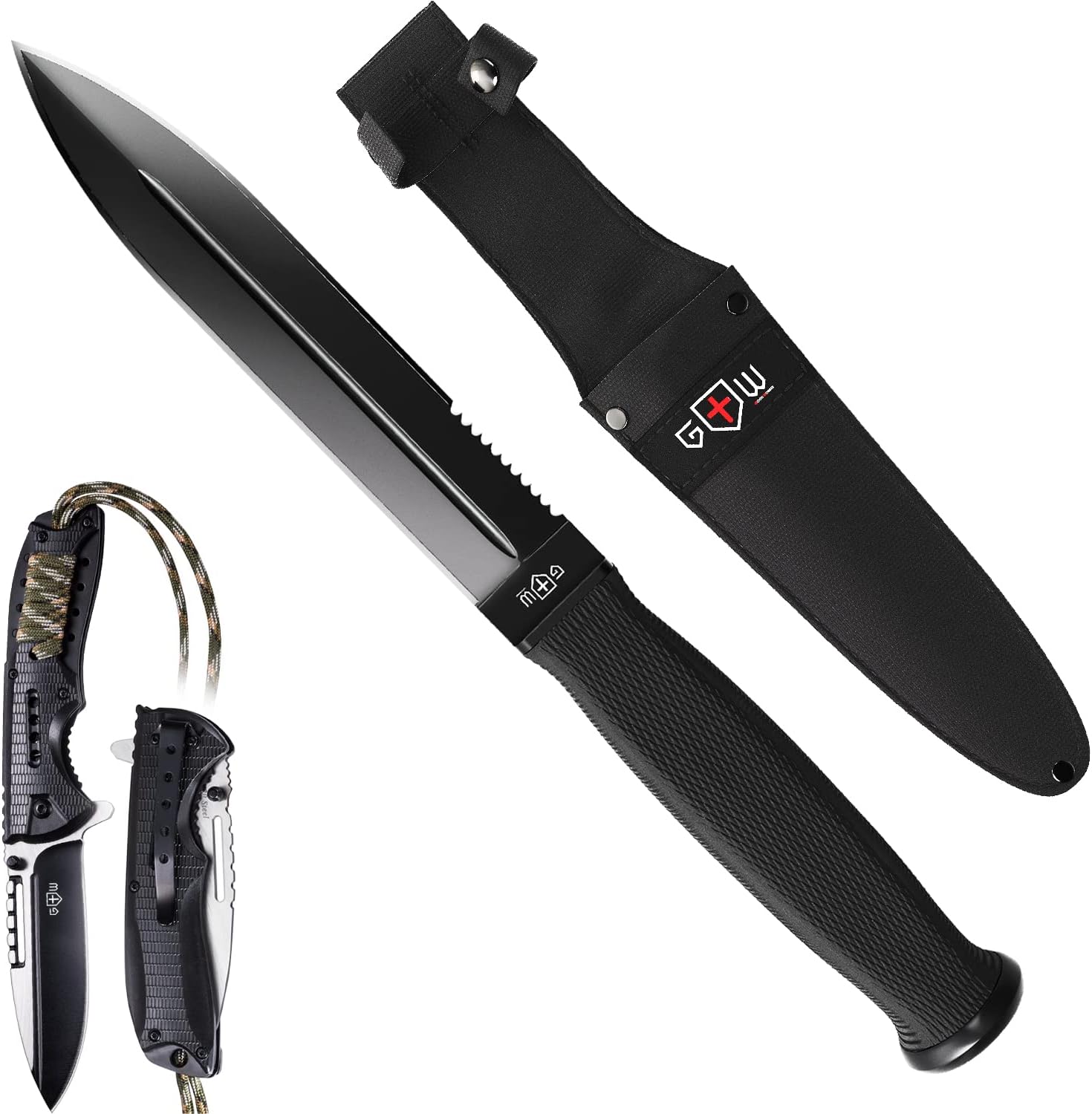 Bundle of 2 Items Pocket Knife Survival Military Foldable Knife Best Outdoor