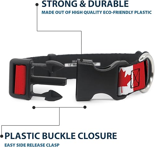 Miniatura 4 de Buckle-Down PC-W30367-L - Collar de clip de plástico para banderas de Canadá, grande15-26"