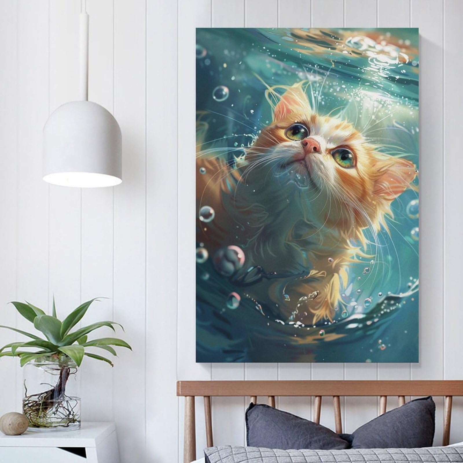 絵画 。壁掛け絵【かわいい猫たちが月亮船に乗って世界を旅する】