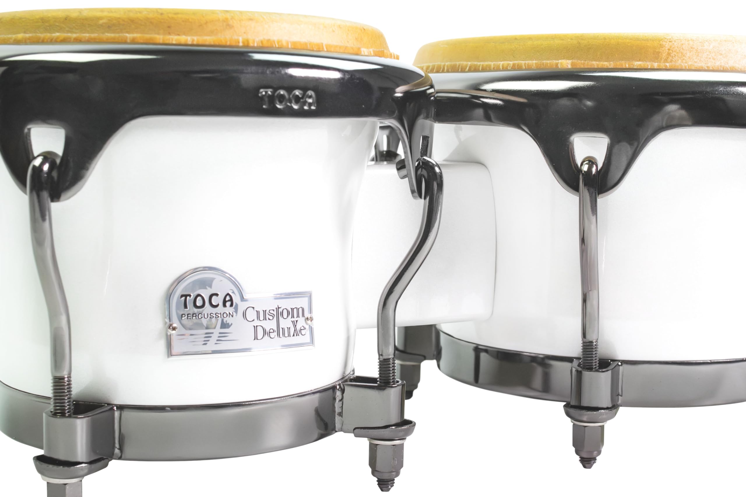 TOCA CUSTOM DELUXE BONGOS - FIBERGLASS, MAGARITA BLANCA, BLACK CHROME 4600FMB