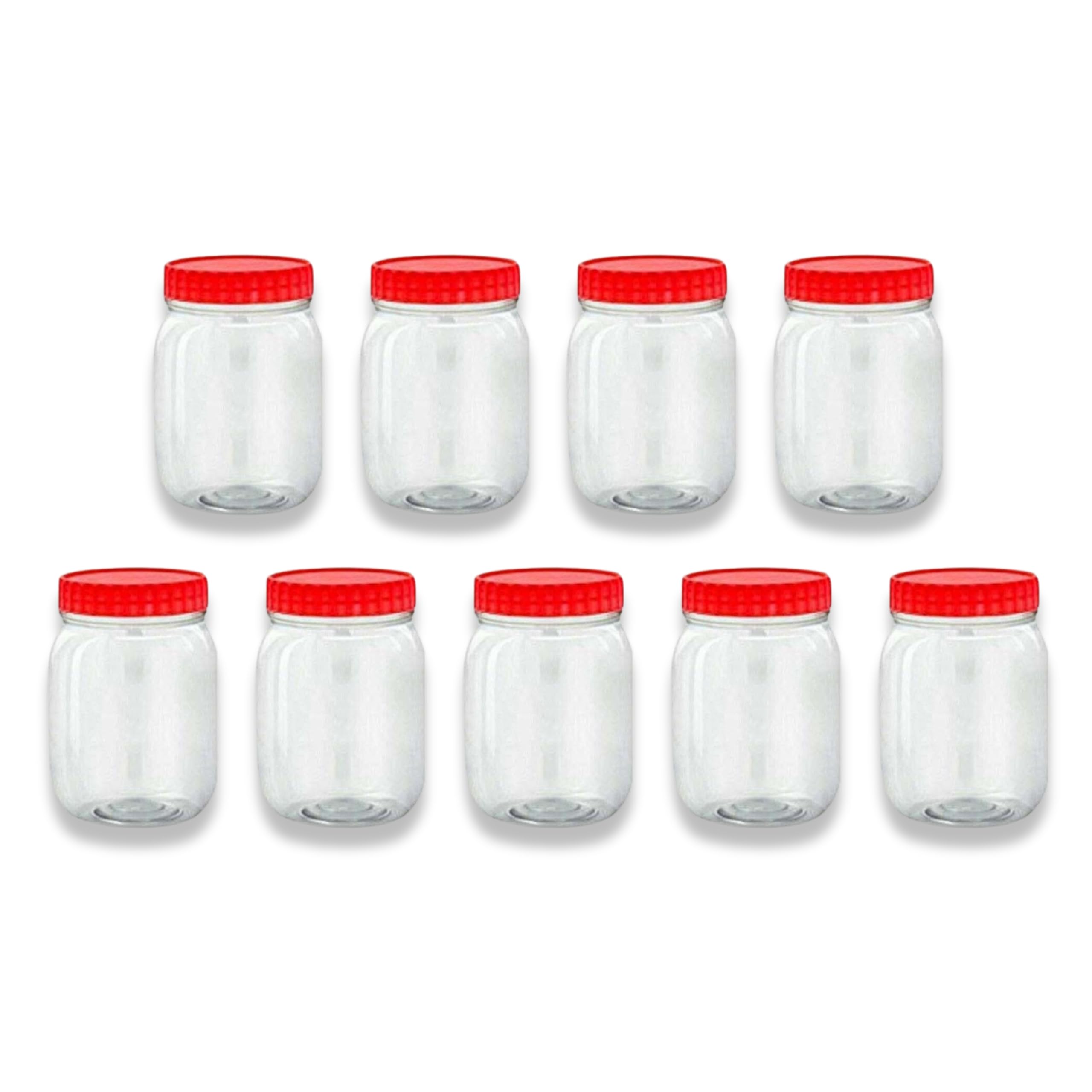QUANTA Plastic Jars with Lids – Clear Storage Containers – Airtight, Stackable, BPA-Free Container Jar for Spices, Sweets, Crafts, Dog Treats – Reusable & Durable (9, Clear/Transparent, 500ml)