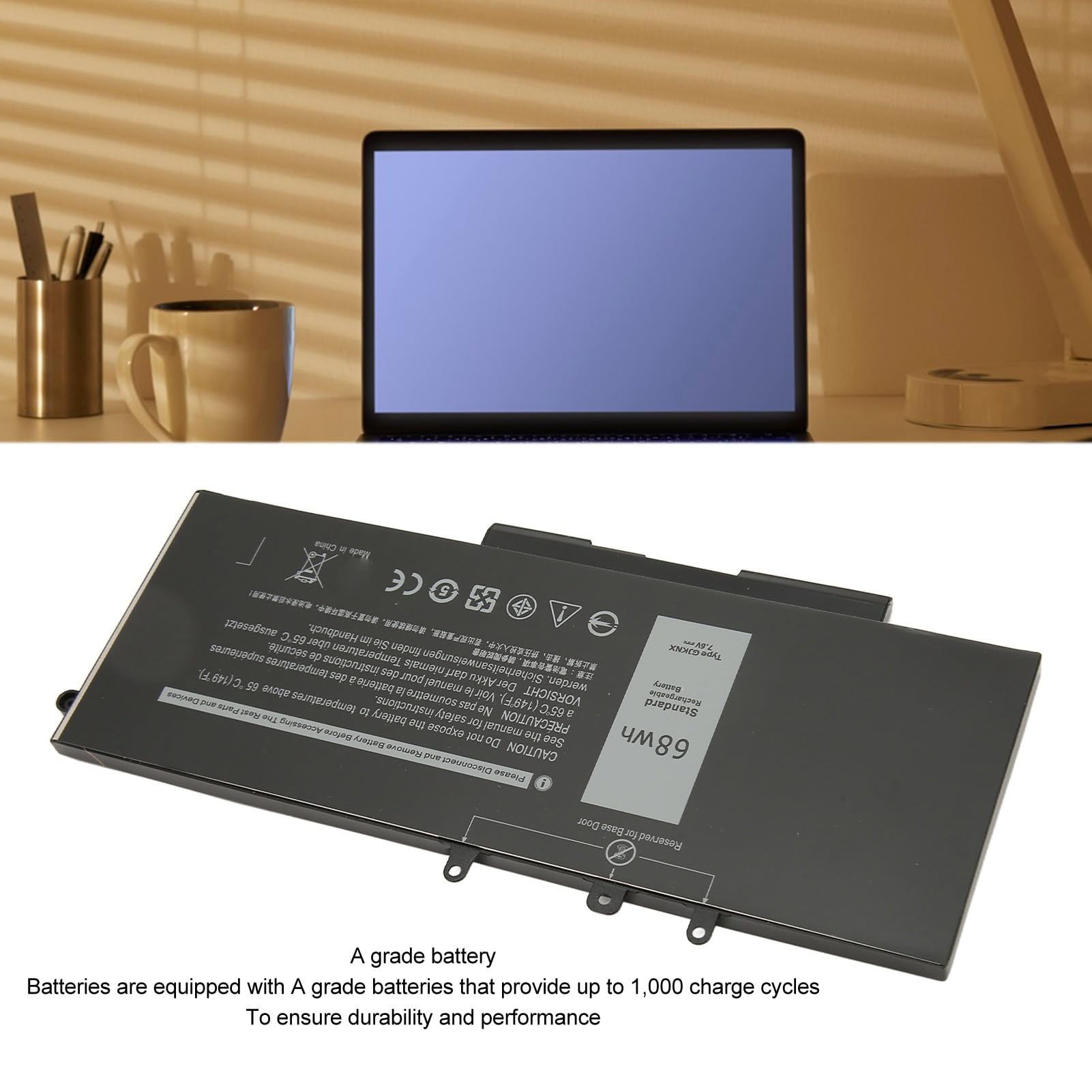 68Wh GJKNX Bateria do Laptopa, Wymienna Bateria do Latitude 5480 5580 5280 5288 5290 5488 5490 5491 5495 5590 5591 E5480 E5580 E5590 E5490 15 3520 3530 GD1JP DY9NT Laptopa