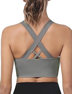 LAJERIN Sports Bra Women's Push Up Sports Bra Without Underwire Crossback Seamless Strong Hold Sports Bra with Removable P...