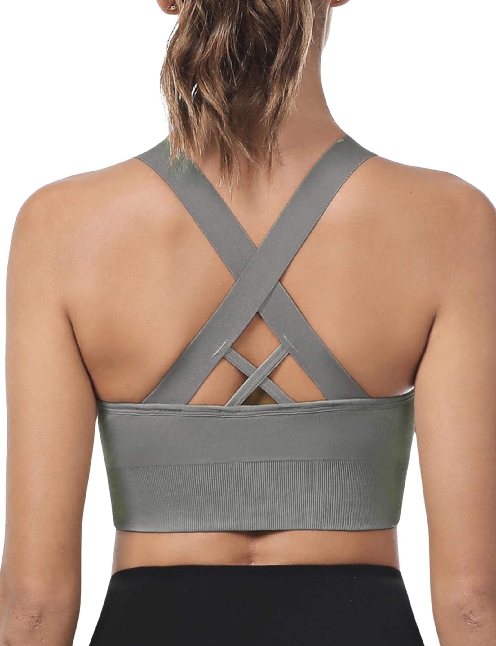 LAJERIN Sport BH Damen Push up Sport Bra Ohne Bügel Crossback Seamless Starker Halt Sports Bra mit Abnehmbaren Gepolstert für Fitness Lauf Joggen Yoga | Sports Bra, Starker Halt, mit Abnehmbaren Gepolstert, für Fitness Lauf Joggen Yoga