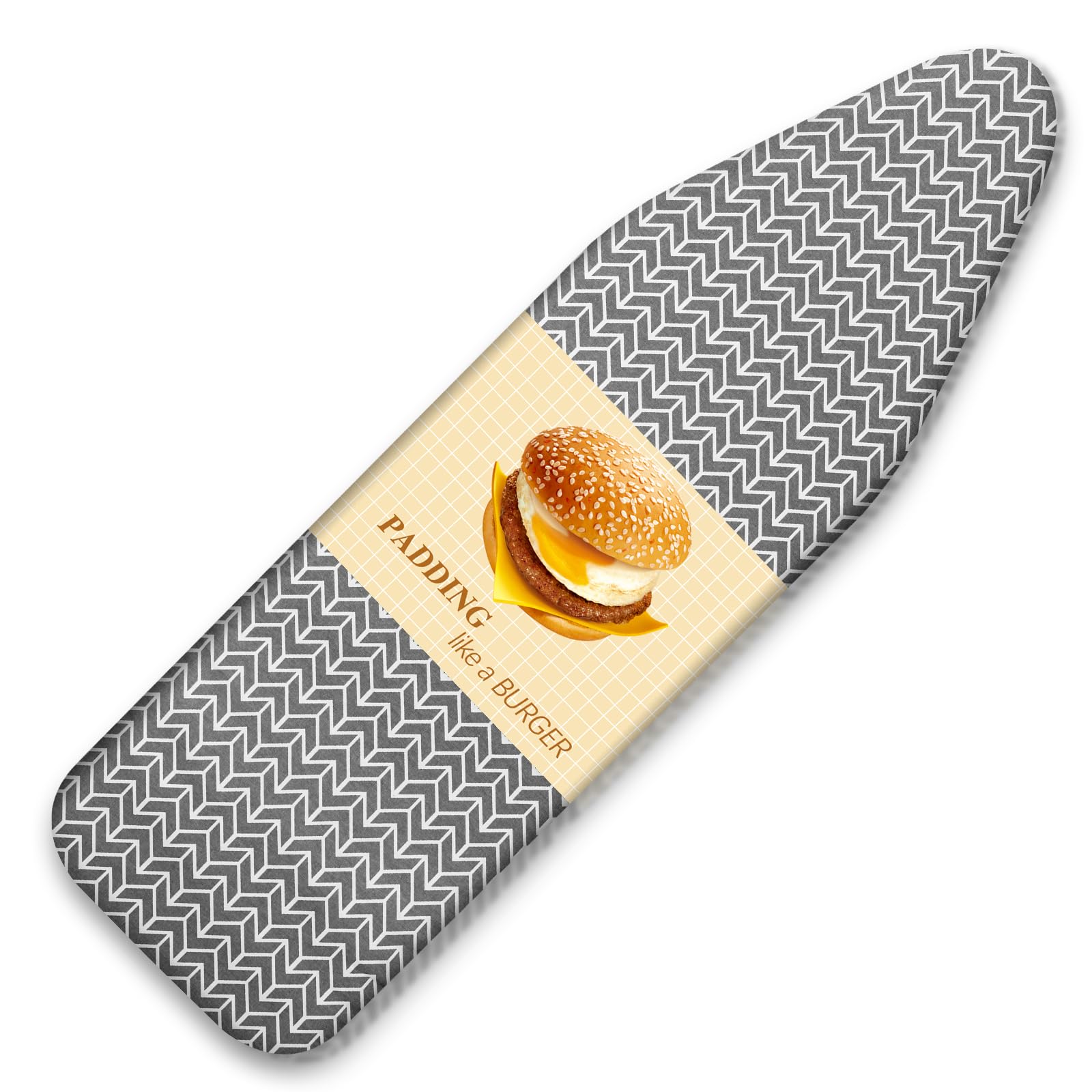 BNDX - Funda para tabla de planchar 38 x 137 cm para inquilinos, acolchado grueso con borde elástico de 5,1 cm y doble hebilla, resistente a manchas y quemaduras, fácil instalación, gris (Grey Rye)