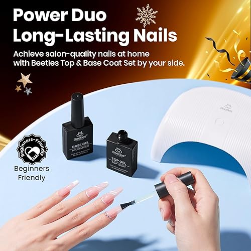 Miniatura 53 de beetles Gel Polish Capa base de gel, 0.5 fl oz, base de esmalte de uñas de gel prebond de larga duración, capa base de lámpara de uñas UV, fórmula