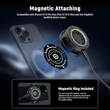 NEEWER BASICS Magnetic Phone Cooler, Low Noise USB Cooling Fan, PA069