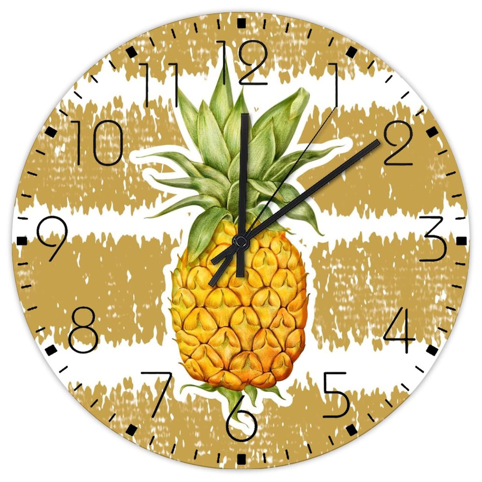 Horloge murale en bois ananas pour l'ambiance chaleureuse d'un café ou d'un salon