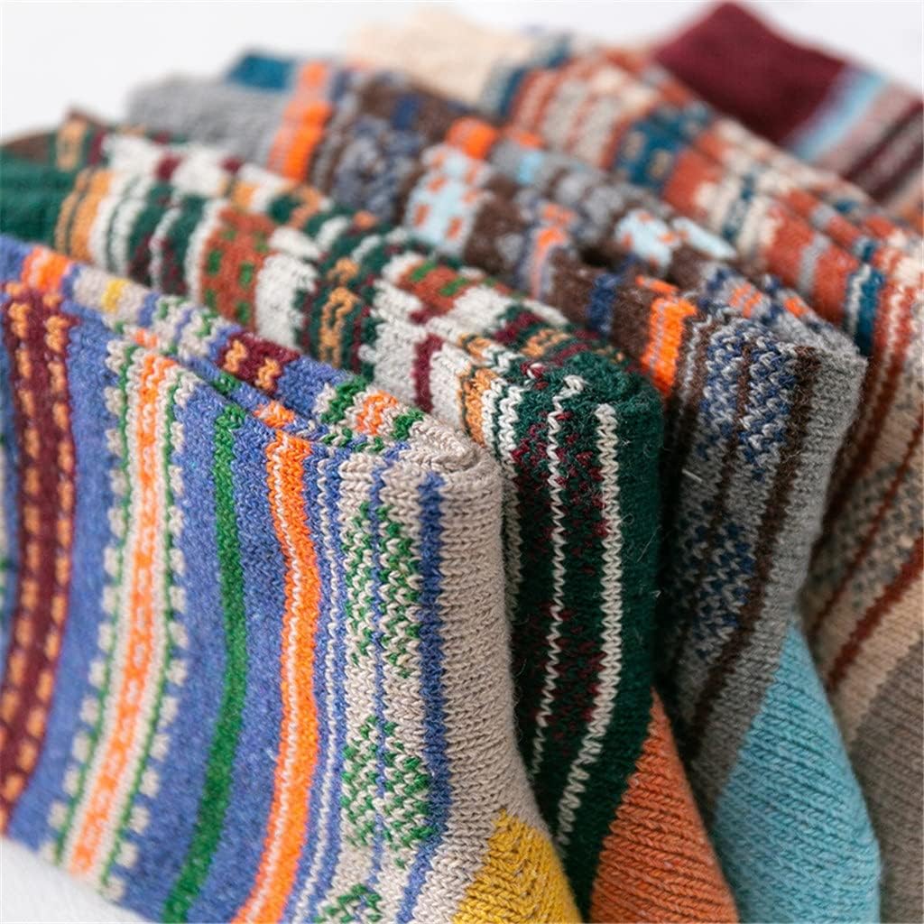 5 Pair/Lot Men's Wool Socks Stripe Casual Thick Cotton Winter Warm Male
