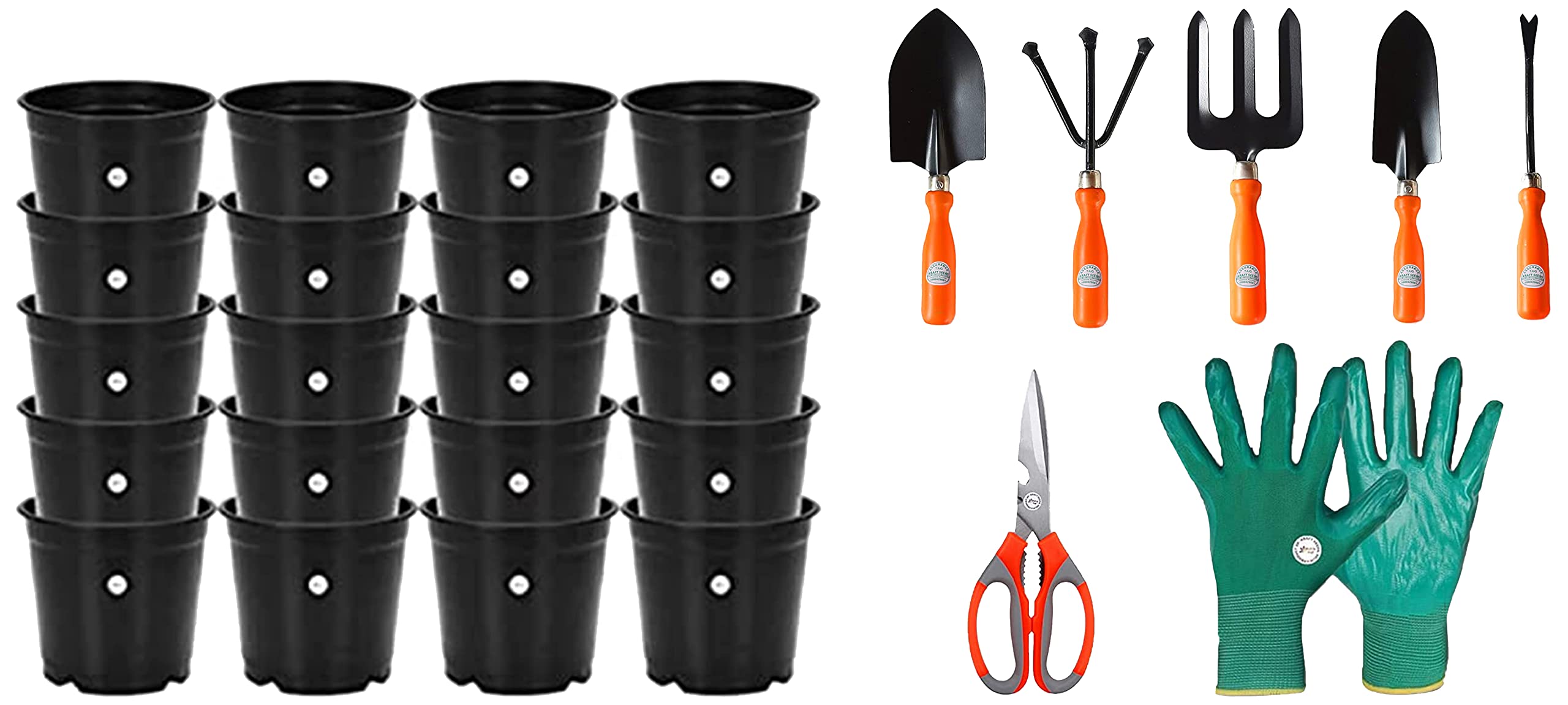 Kraft Seeds Gate Garden 6 Plastic Plants Nursery Seedlings/Pots, Black, 15 x 15 x 14 cm, 20 Pieces & Premium Gardening Tools Storage Box & Gate Garden! Top 5 Spectacular Gardening Tools Set (B09SYQHKGM) Amazon Price History, Amazon Price Tracker