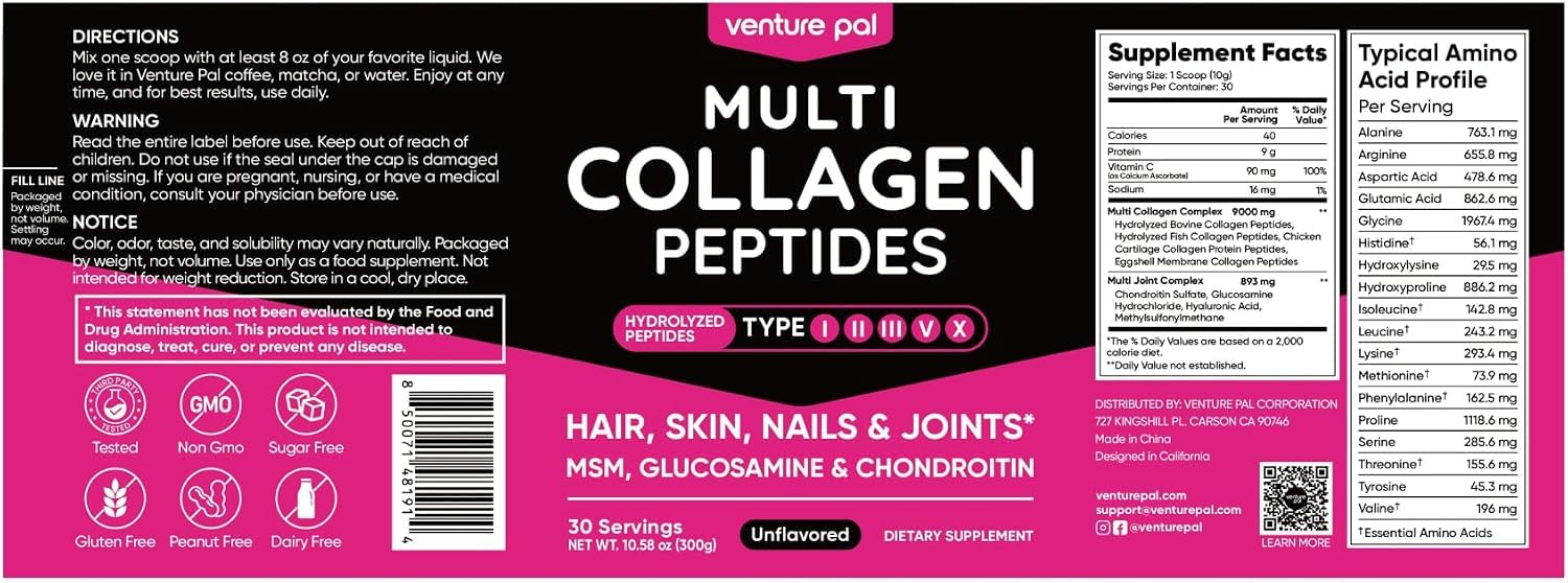 Multi Collagen Powder Type I II III V X, Hydrolyzed Collagen Peptides — Amazon image 11